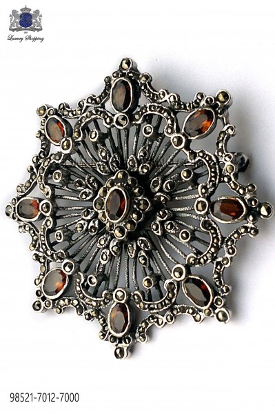 Pure silver brooch with imperial topaz crystals 98521-7012-7000 Ottavio Nuccio Gala.