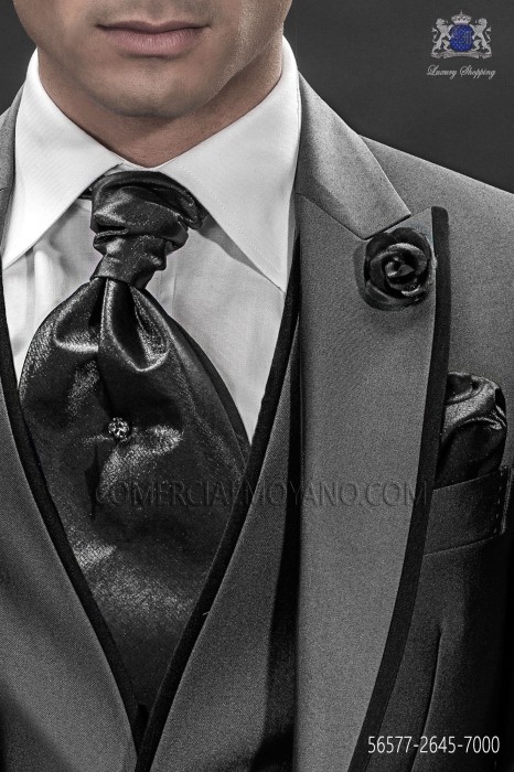Gray ascot tie and handkerchief 56577-2645-7000 Ottavio Nuccio Gala