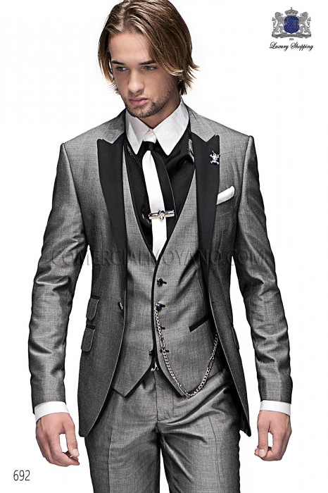 Italian light gray men fashion suit 3 pieces 692 Ottavio Nuccio Gala