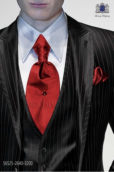 Red ascot tie and handkerchief 5652526403200 Ottavio NUccio Gala