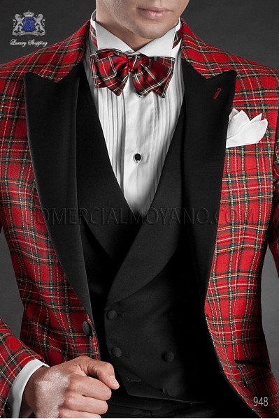 Red tartan silk bow tie. Ottavio Nuccio Gala.