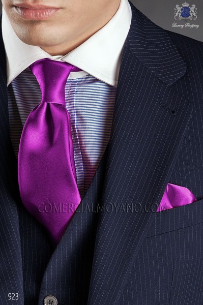 Purple satin tie and handkerchief 56502-2640-3700 Ottavio Nuccio Gala.
