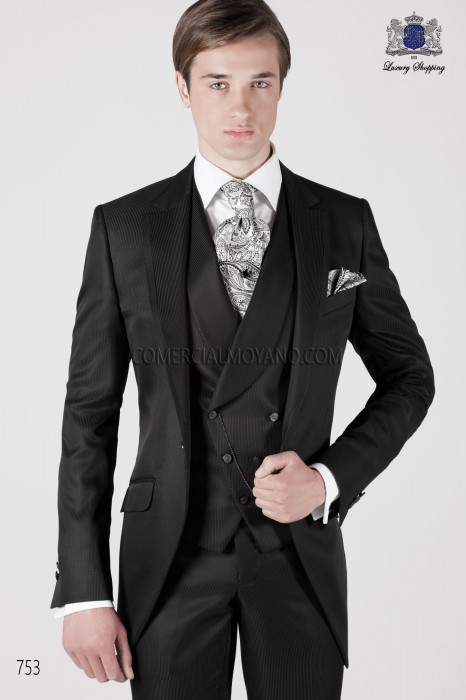 Italian striped black short frock groom suit 753 Ottavio Nuccio Gala