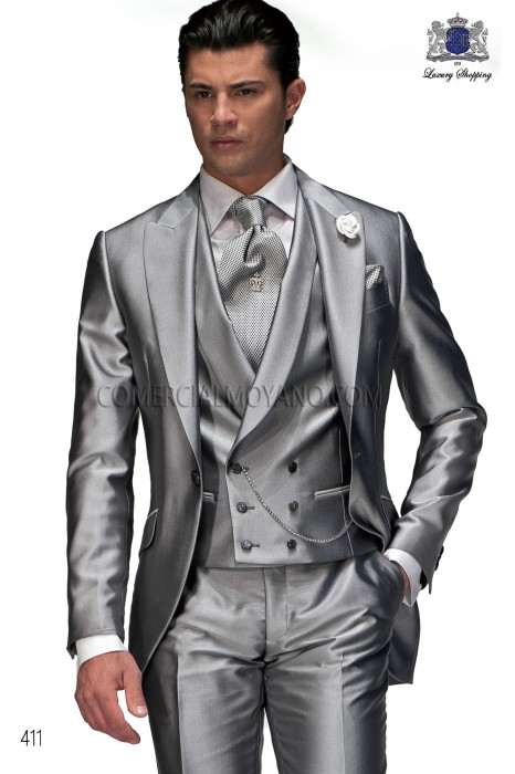 Italian light gray short frock groom suit 411 Ottavio Nuccio Gala