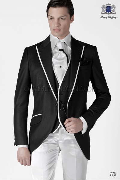 Italian black short frock groom suit 776 Ottavio Nuccio Gala.