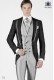 Italian charcoal gray short frock groom suit