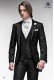 Italian black short frock groom suit 3 pieces