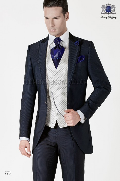 Italienisch blauen Bräutigam Longsakko-Anzug