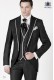 Italian black short frock groom suit 3 pieces