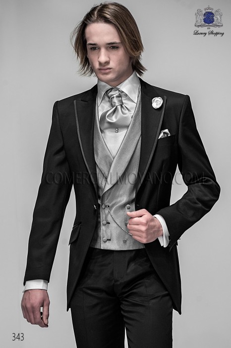 Italienisch schwarzen Bräutigam Longsakko-Anzug
