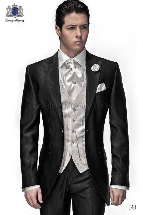  Italienisch schwarzen Bräutigam Longsakko-Anzug