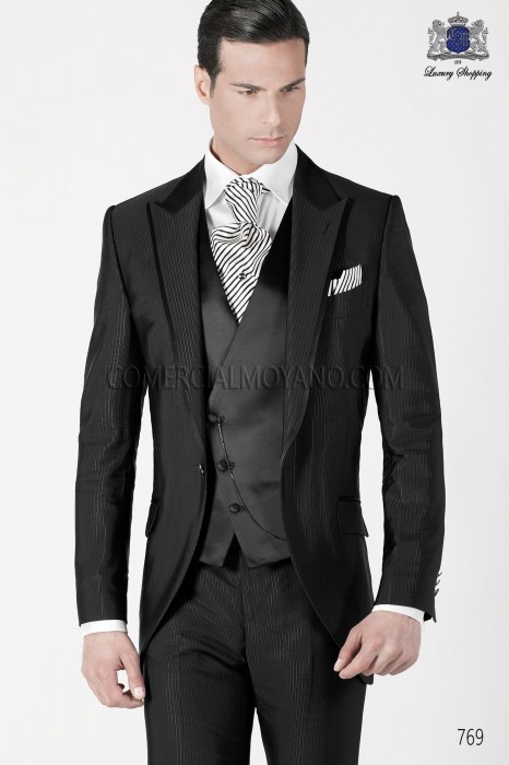  Italienisch schwarzen Bräutigam Longsakko-Anzug