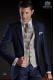 Elegant bespoke blue groom suit fil a fil fabric 962 Mario Moyano
