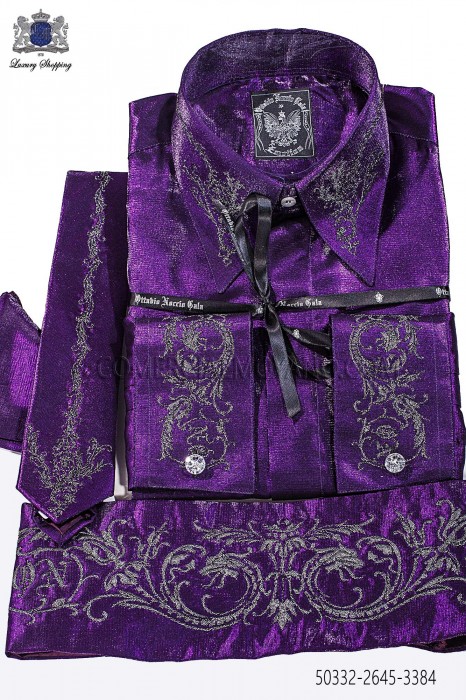 Purple lurex shirt and accesories 50332-2645-3384 Ottavio Nuccio Gala