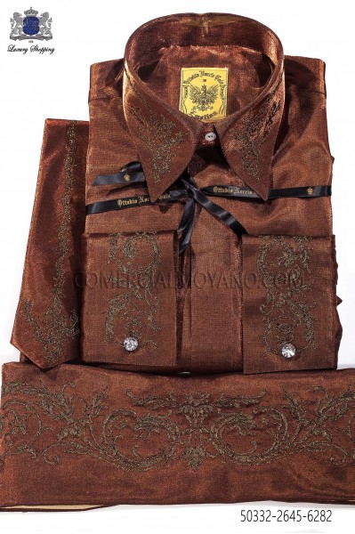 Camisa y accesorios bronce de lúrex 50332-2645-6282 Ottavio Nuccio Gala