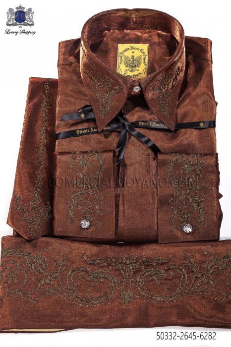 Shirt et accessoires de lurex bronze 50332-2645-6282 Ottavio Nuccio Gala