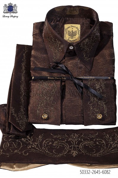 Camisa y accesorios marrón de lúrex 50332-2645-6082 Ottavio Nuccio Gala