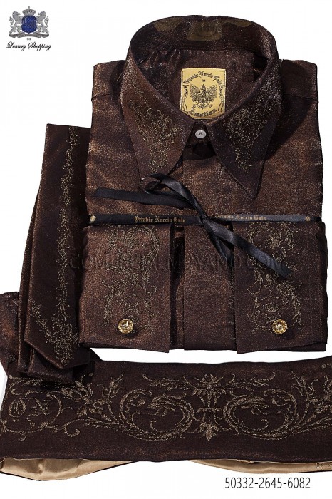 Brown lurex shirt and accesories 50332-2645-6082 Ottavio Nuccio Gala