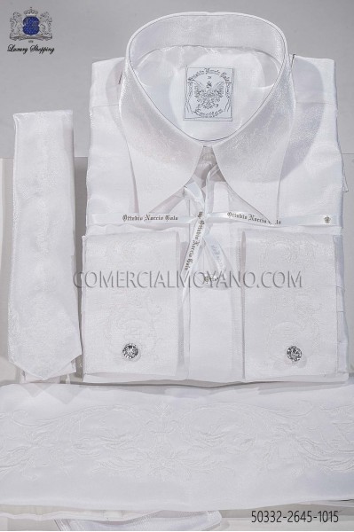 Weiß Lurex Shirt und Zubehör 50332-2645-1015 Ottavio Nuccio Gala