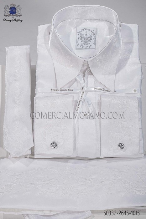 White lurex shirt and accesories 50332-2645-1015 Ottavio Nuccio Gala