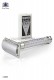 Classic English shaving razor. Chromed metal with laser engraved diamond design