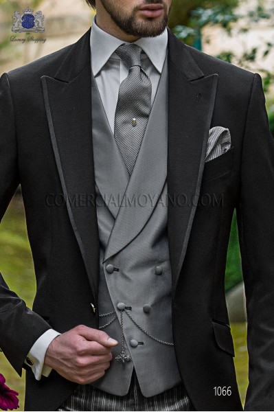 Gray double-breasted groom waistcoat in New Performance fabric