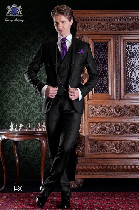 Black bespoke 100% wool groom suit 1430 Mario Moyano