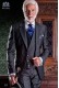 Italienischer Schneider Anzug toller Schnitt "Slim" zwei Tasten. Mikrodesign grauem Stoff.