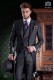 Frock coat elegant Italian tailoring cut "Slim". Fil a fil fabric charcoal gray.