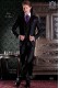  Maillot de couture italienne coupe élégante "Slim" deux boutons. 100% tissu de laine de couleur noire.