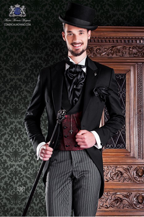 Robe italienne manteau smoking 2 pièces, avec coupe élégante "Slim". Tissu 100% pantalons en laine et étiquette noire.