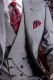 Italian tailoring suit stylish cut "Slim" two buttons. Prince of Wales fabric with thin red stripe.