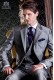  Italian tailoring suit stylish cut "Slim" two buttons. Pearl gray woven alpaca wool.