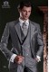 Traje de sastrería italiano de elegante corte “Slim”. Tejido lana de alpaca gris medio.
