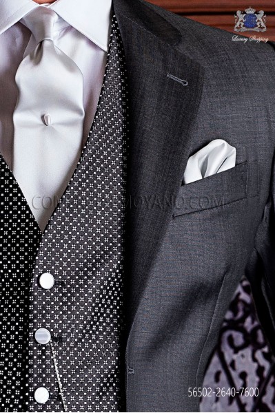 Corbata y pañuelo plata de raso