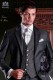 Italian tailoring suit 2-piece, elegant cut "Slim" two buttons. Fil a fil fabric charcoal gray.