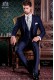 Italian tailoring suit stylish cut "Slim" two buttons. Blue alpaca wool fabric.