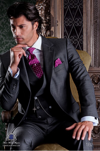 Grey tailoring suit with elegant "Slim Fit" two buttons 1332