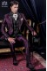 Groomswear Baroque. Suit coat maroon vintage fabric and black brocade with silver embroidery yarns.