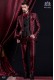 Anzug Barock. Klassiker Anzug Mantel Gewebe Kristallrhinestone-Schwarz und Rot Brokat
