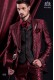 Anzug Barock. Klassiker Anzug Mantel Gewebe Kristallrhinestone-Schwarz und Rot Brokat