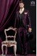 Groomswear Baroque. Suit coat black vintage fabric with gold embroidery yarns maroon brocade.