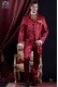 Groomswear Baroque. Vintage suit jacket in red satin embroidered with gold colored yarns.