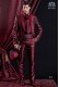 Anzug Barock. Klagemantel im Vintage rote und schwarze Jacquard Spitze Revers.