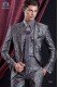 Groomswear Baroque. Suit coat of gray Jacquard time with flaps tip.