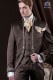 Groomswear Baroque. Vintage suit coat brown satin fabric with gold embroidery.