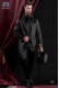Costume de marié baroque. Veste vintage en satin noir tissu avec de la broderie d'argent.