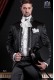 Groomswear Baroque. Vintage suit coat black satin fabric with silver embroidery.