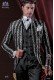 Anzug Barock. Levita Vintage Stoff schwarz / weiß Shorts und schwarzen Blumenbrokat Satin