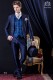 Anzug Barock. Gehrock vintage blue schwarzem Stoff mit Strasssteinen auf den Aufschlägen und Brokat.